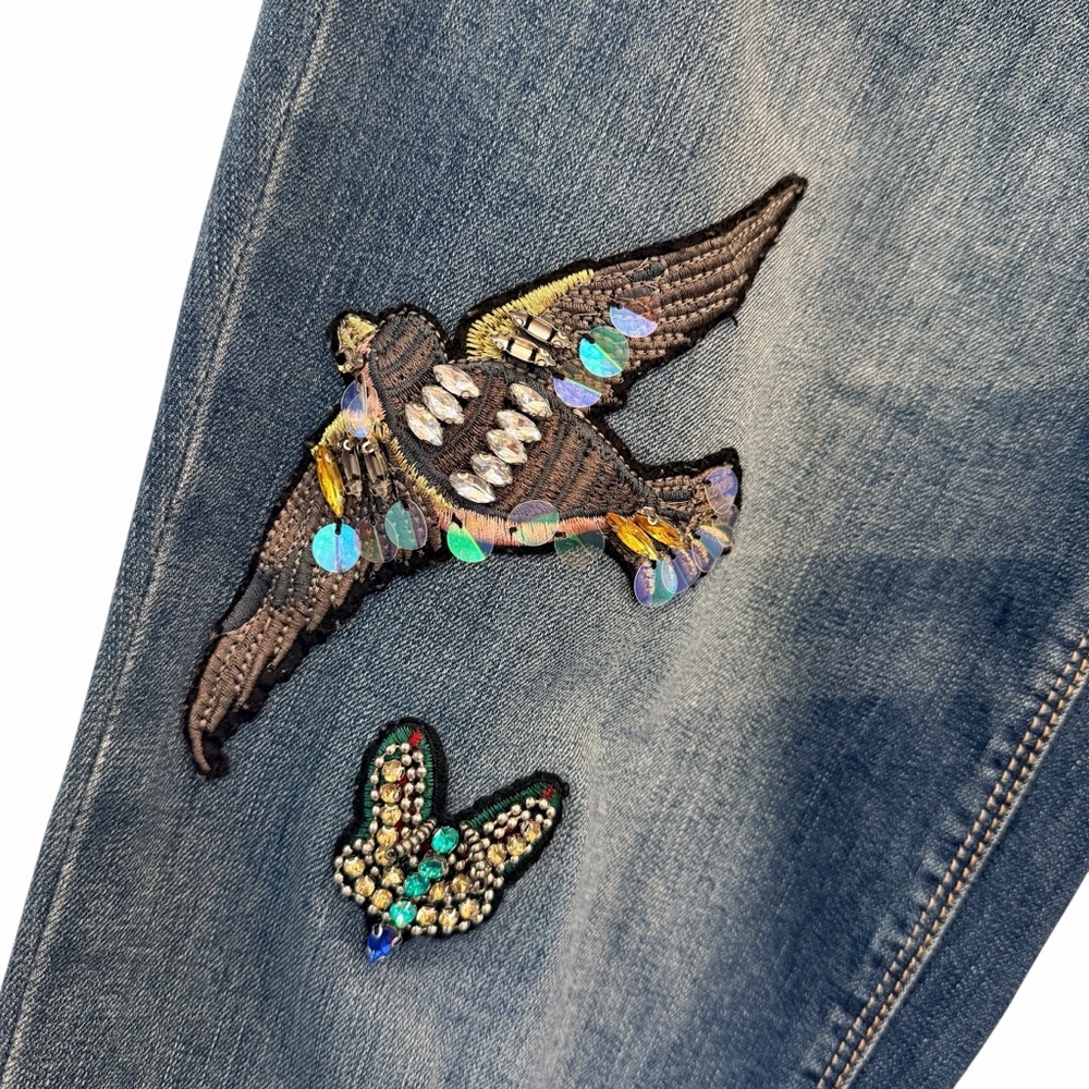 VINTAGE AMERICA BLUES APPLIQUÉD RHINESTONE BESTIE JEAN SIZE 29